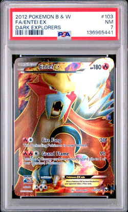 PSA 7 2012 Pokemon Black & White Dark Explorers Full Art Entei EX 103/108 Holo - Image 1