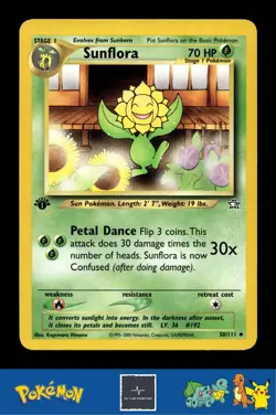 2000 Pokemon WotC Neo Genesis 50/111 Sunflora 1st Ed - Image 1