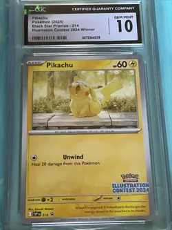 POKEMON CGC 10 PIKACHU ILLUSTRATION CONTEST WINNER 2024 #214 PROMO - Image 1