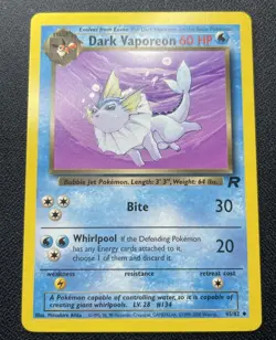 Pokemon Dark Vaporeon 45/82 Team Rocket Uncommon Non-Holo NM / LP - Image 1