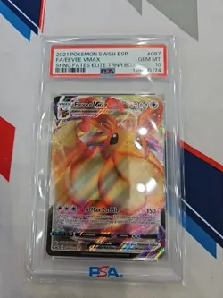 Pokemon TCG Eevee VMAX SWSH087 Black Star Promo PSA 10 Pokemon Fire - Image 1