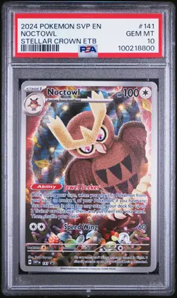 2024 POKEMON SVP EN-SV BLACK STAR PROMO #141 NOCTOWL PSA 10 - Image 1