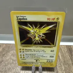 NM, RAW Pokemon ZAPDOS Base Set 16/102 * Holo Foil RARE - Image 3