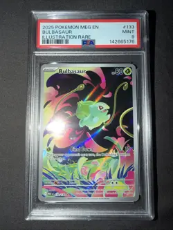 2025 Pokemon Mega Evolution Base 133 Illustration Rare Bulbasaur PSA 9 Mint - Image 1