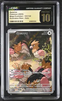 SPEAROW 2025 Pokemon Mega Evolution Illustration Rare #151/132 CGC 10 PRISTINE - Image 1