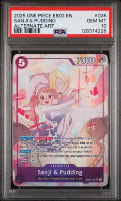 One Piece Sanji & Pudding Extra Booster Anime 25th Collection AA EB02-035 PSA 10 - Image 1