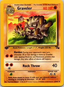 Graveler 37/62 Fossil 1st Edition LP Pokemon Card TCG - Image 1