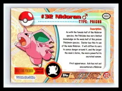 💥 Nidorano 1999 Topps Pokemon TV Non Holo Animation Series Black Logo # 32 - Image 2