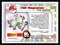 💥 Magneton 1999 Topps Pokemon TV Non Holo Animation Series Blue Logo # 82 - Image 2