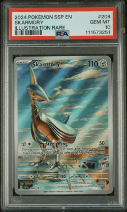 PSA 10 Skarmory 209 Surging Sparks Pokemon Illustration Rare - Image 1