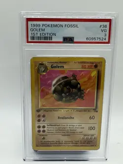 1999 Pokemon Fossil Golem 1st Edition #36 PSA 3 - Image 1