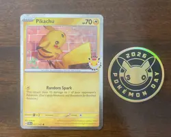 Pikachu 051 /162 Stamped 2026 Pokemon Day 30 Promo TCG With Coin - Image 1