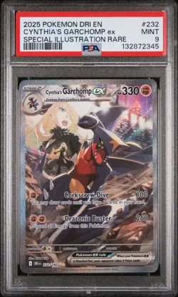 2025 POKEMON DRI EN-DESTINED RIVALS #232 CYNTHIA'S GARCHOMP EX PSA 9 - Image 1