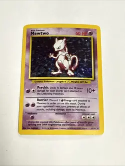 Pokemon Base Set Mewtwo 10/102 Holo Rare MP - Image 1