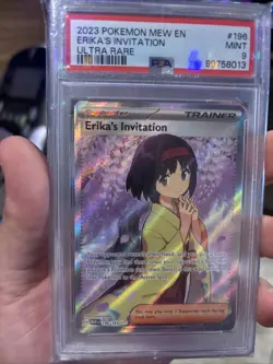 2023 POKEMON MEW EN-151 ULTRA RARE #196 ERIKA'S INVITATION PSA 9 - Image 1