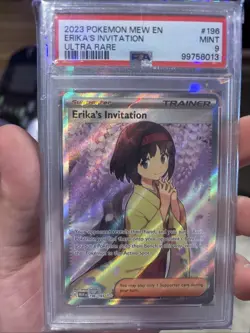 2023 POKEMON MEW EN-151 ULTRA RARE #196 ERIKA'S INVITATION PSA 9 - Image 2