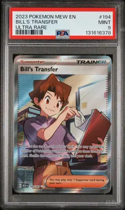 2023 POKEMON MEW EN-151 ULTRA RARE #194 BILL'S TRANSFER PSA 9 - Image 1