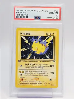 PIKACHU 2000 POKEMON NEO GENESIS 1ST EDITION COMMON 70/111 PSA 10 Q0004 - Image 1