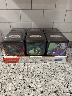 POKEMON 2025 STACKING TIN LOT X6 W/ DISPLAY 18 BOOSTER PACKS NEW FACTORY SEALED! - Image 4