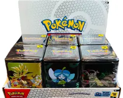 POKEMON 2025 STACKING TIN LOT X6 W/ DISPLAY 18 BOOSTER PACKS NEW FACTORY SEALED! - Image 1