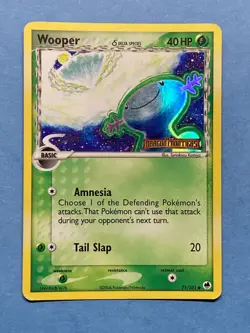Pokemon Stamped (Reverse) Holo Wooper- EX Dragon Frontiers- 71/101- LP - Image 1