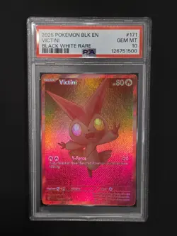 2025 Pokemon Black Bolt Victini 171/086 Black White Rare PSA 10 - Image 1