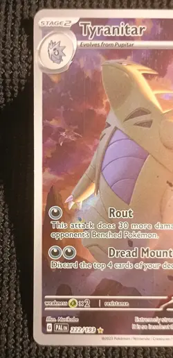Pokemon TCG Tyranitar 222/193 Illustration Rare SV02: Paldea Evolved NM - Image 4