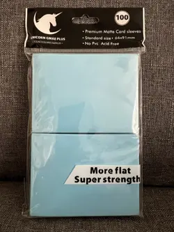 100 Premium Card Sleeves, Light Blue, Matte Card Sleeves, Standard TCG Sleeves - Image 1