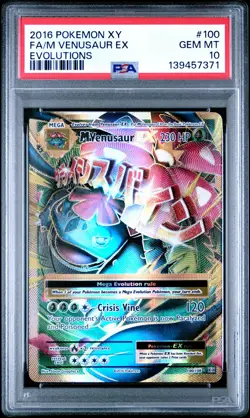 2016 POKEMON XY EVOLUTIONS #100 FULL ART/M VENUSAUR EX PSA 10 - Image 1