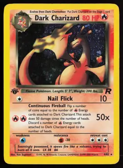 2000 Pokemon WOTC Team Rocket Dark Charizard Holo 1st Edition #4 /82 HP - Image 1