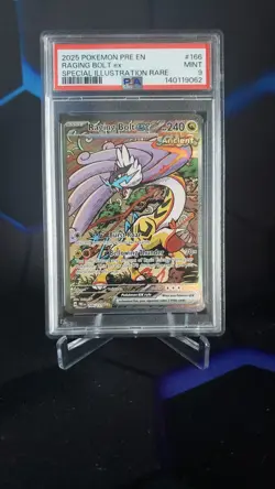 2025 Pokemon Pre En-Prismatic Evolutions #166 Raging Bolt Ex SIR PSA 9 - Image 1
