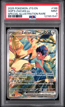 HOP'S ZACIAN EX #186 PSA 9 JOURNEY TOGETHER SPECIAL ILLUSTRATION RARE POKEMON - Image 1