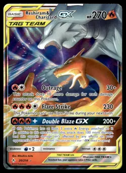 Pokemon TCG SM - Unbroken Bonds #20/214 Reshiram & Charizard GX LP (Scratches) - Image 1