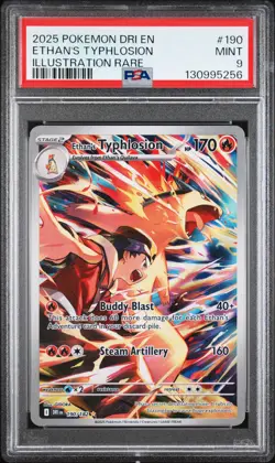 2025 POKEMON DRI EN-DESTINED RIVALS ILLUSTRATION RARE ETHAN'S TYPHLOSION PSA 9 - Image 1