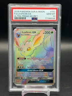 PSA 10 GEM MINT Leafeon GX Ultra Prism GX Secret Rare Holo 2018 Pokemon 157/156 - Image 1