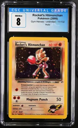 Rocket's Hitmonchan 2000 Pokemon Gym Heroes CGC 8 #11 Nice Swirl - Image 1