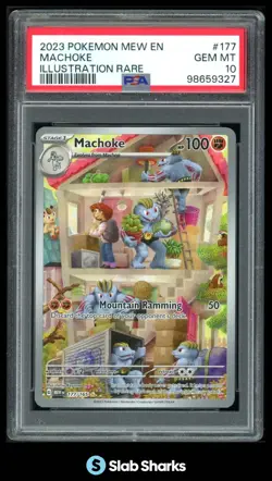 2023 POKEMON SV 151 - MEW EN #177/165 MACHOKE ILLUSTRATION RARE PSA 10 - Image 1