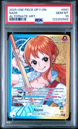 PSA 10 - 2025 ONE PIECE OP11-A FIST OF DIVINE SPEED 041 NAMI ALTERNATE ART (EN) - Image 1