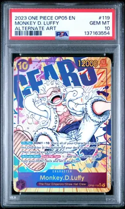 2023 ONE PIECE OP05 119 MONKEY D LUFFY GEAR 5 NIKA SEC ALT ART ENGLISH PSA 10 - Image 1