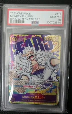 2023 ONE PIECE OP05 119 MONKEY D LUFFY GEAR 5 NIKA SEC ALT ART ENGLISH PSA 10 - Image 1