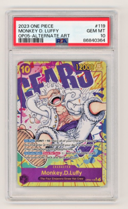 2023 ONE PIECE OP05 119 MONKEY D LUFFY GEAR 5 SEC ALT ART ENGLISH PSA 10 - Image 1