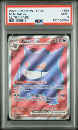 2024 POKEMON TEF EN-TEMPORAL FORCES ULTRA RARE #193 GENGAR EX PSA 9 - Image 1