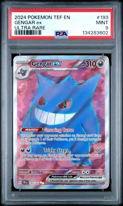 2024 POKEMON TEF EN TEMPORAL FORCES ULTRA RARE #193 GENGAR EX PSA 9 MINT - Image 1