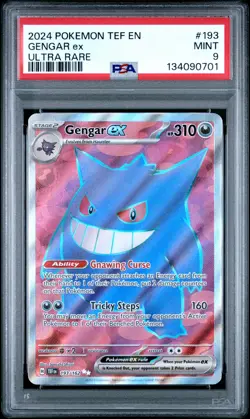 2024 POKEMON TEF EN-TEMPORAL FORCES ULTRA RARE #193 GENGAR EX PSA 9 - Image 1