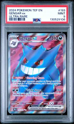 2024 POKEMON TEF EN-TEMPORAL FORCES ULTRA RARE #193 GENGAR EX PSA 9 - Image 1