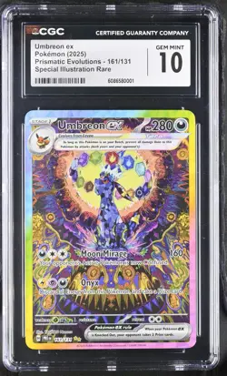 Umbreon ex #161 Pokemon 2025 SV: Prismatic Evolutions SIR CGC 10 Gem Mint 🌞 - Image 3