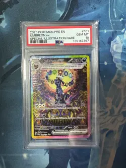 Pokemon 2025 SV Prismatic Evolutions Sir Umbreon EX Card 161/131 PSA Gem MT 10 - Image 1