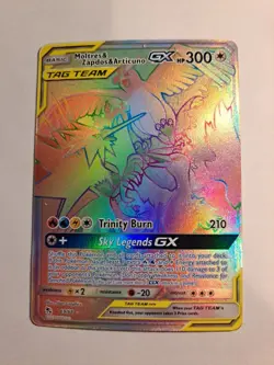 2019 Moltres & Zapdos & Articuno GX NM Rainbow 69/68 Hidden Fates Pokemon Card - Image 1