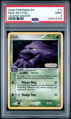 2006 POKEMON EX LEGEND MAKER #11 MUK-REVERSE FOIL PSA 9 - Image 1
