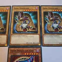 Yugioh 4x LEDD 1st Edition Dark Magician & Dark Magician Girl Lot - Image 3